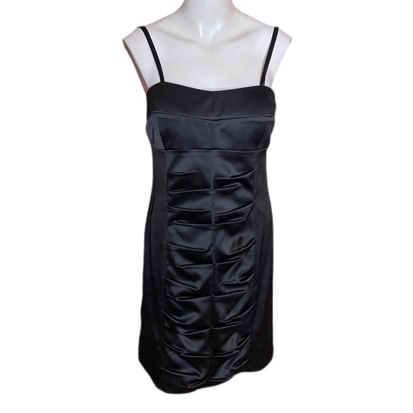 NW Collection Black Mini Dress Ruched Front & Back Size S - Picture 2 of 10